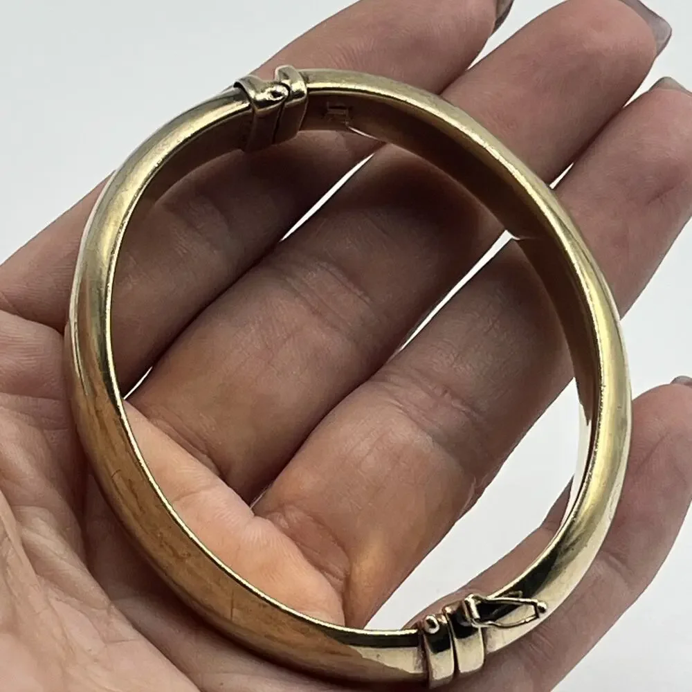 Sterling Silver 925 Gold Vermeil Veronese Italy Hinged Clamper Bracelet Vintage